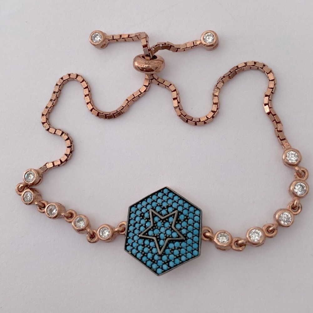 925 Silver star turquoise slider lock bracelet